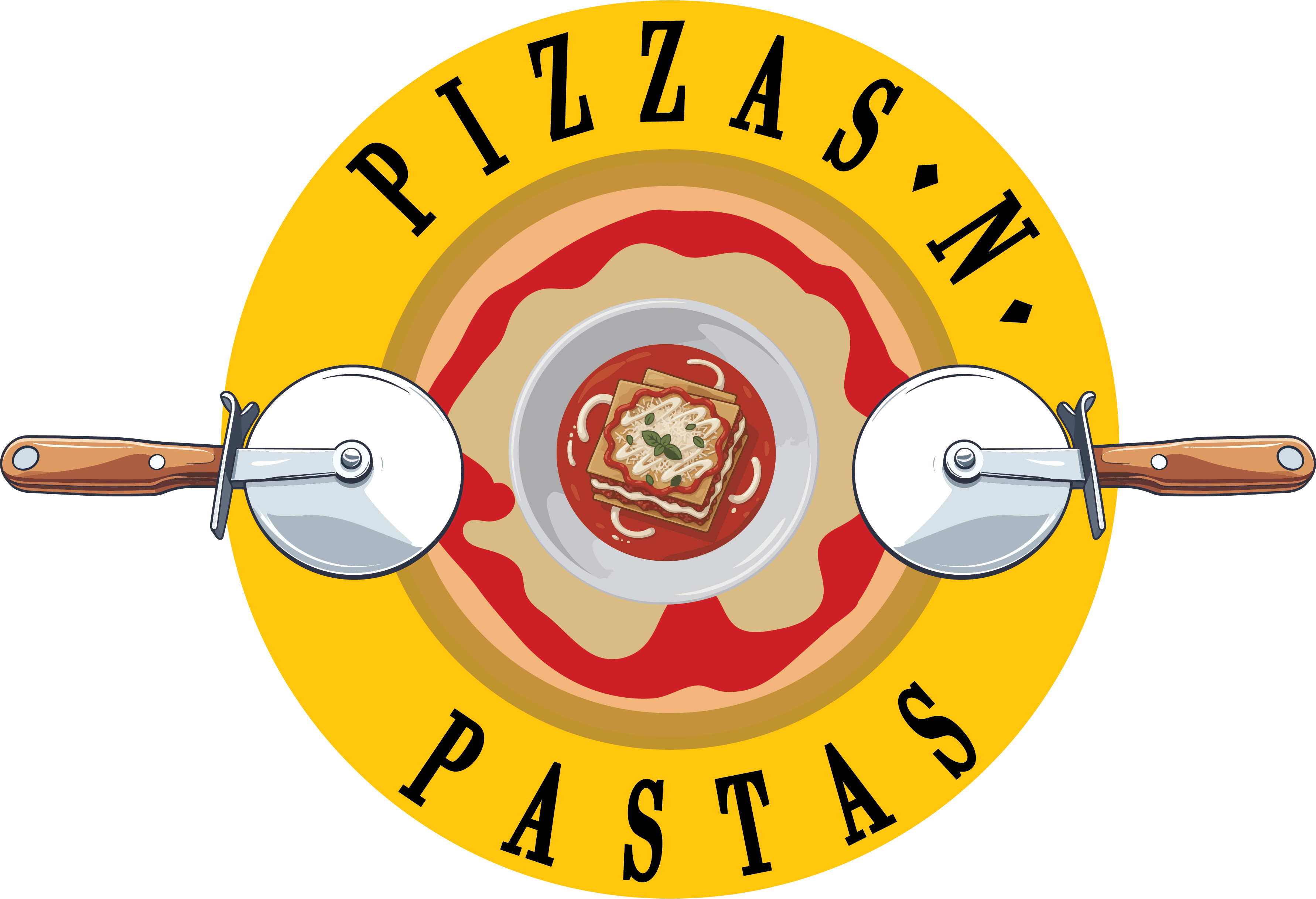 Donna Jean circle badge with pizza cutters design